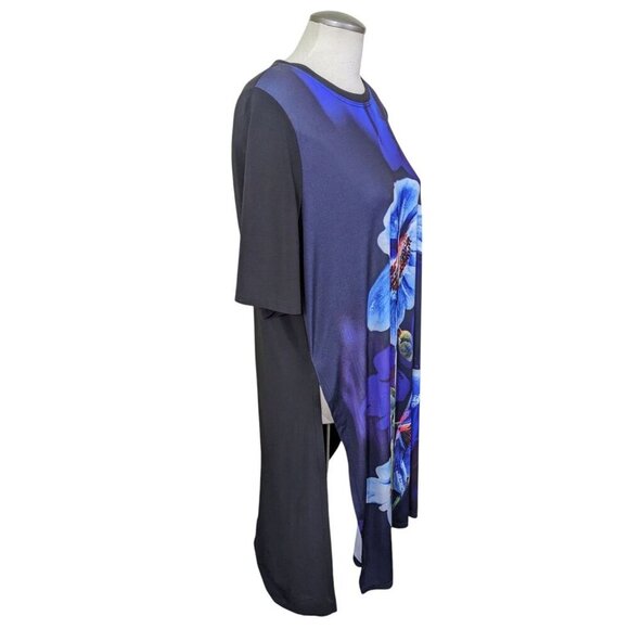 Marallis Collection Dress Cover Up Tunic Women XXL Black Floral High Side Slits - Picture 3 of 7